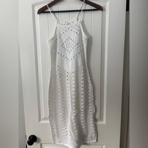 Aerie White Backless Crochet Dress